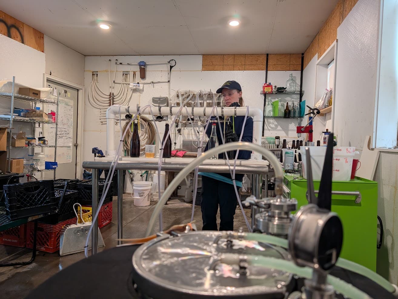 Bottling estate cider at Meadowlark Farm